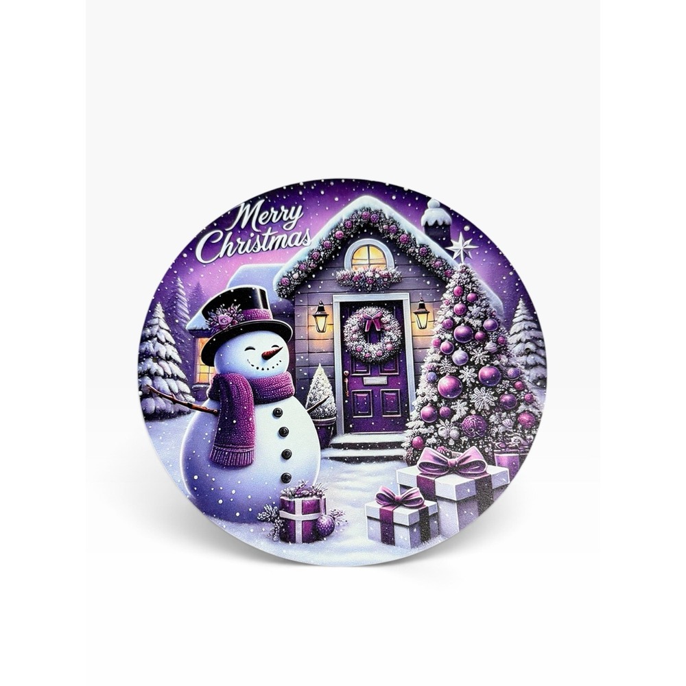 New Novelty Collectible Metal Sign purple christmas tree home snowman